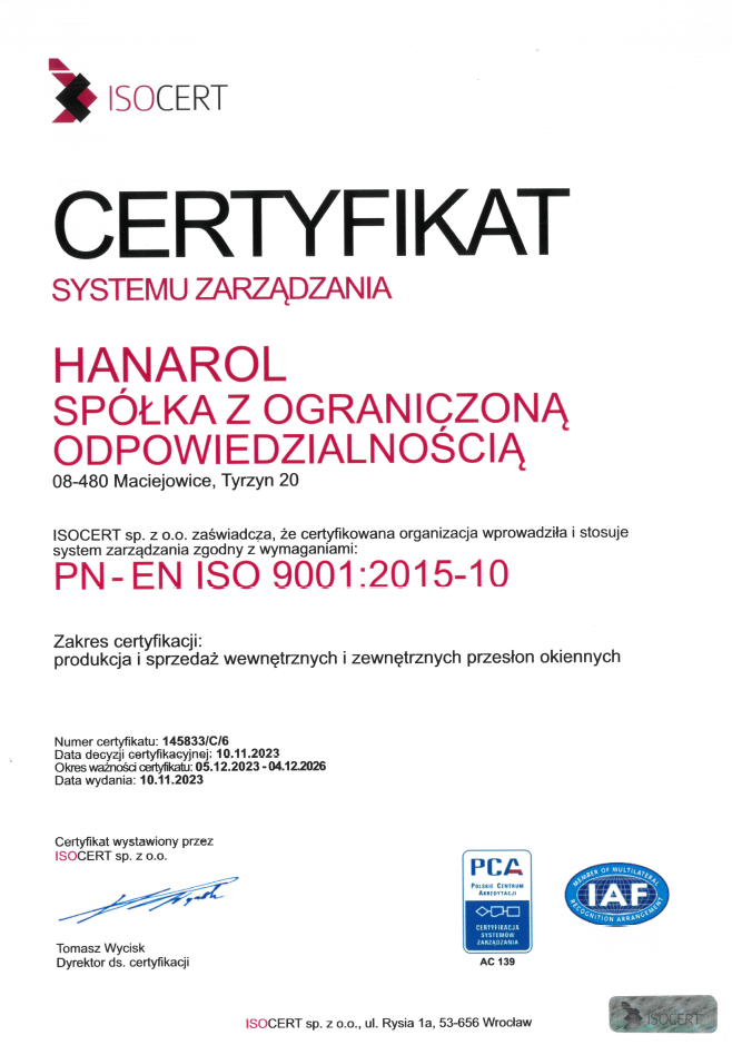 Certyfikat ISO